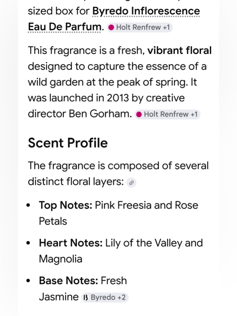 Byredo “ Inflorescence” Sample - Picture 2 of 2